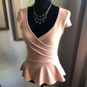 Bebe Peplum Top 🍑 Peach 🍑 Sz S/P